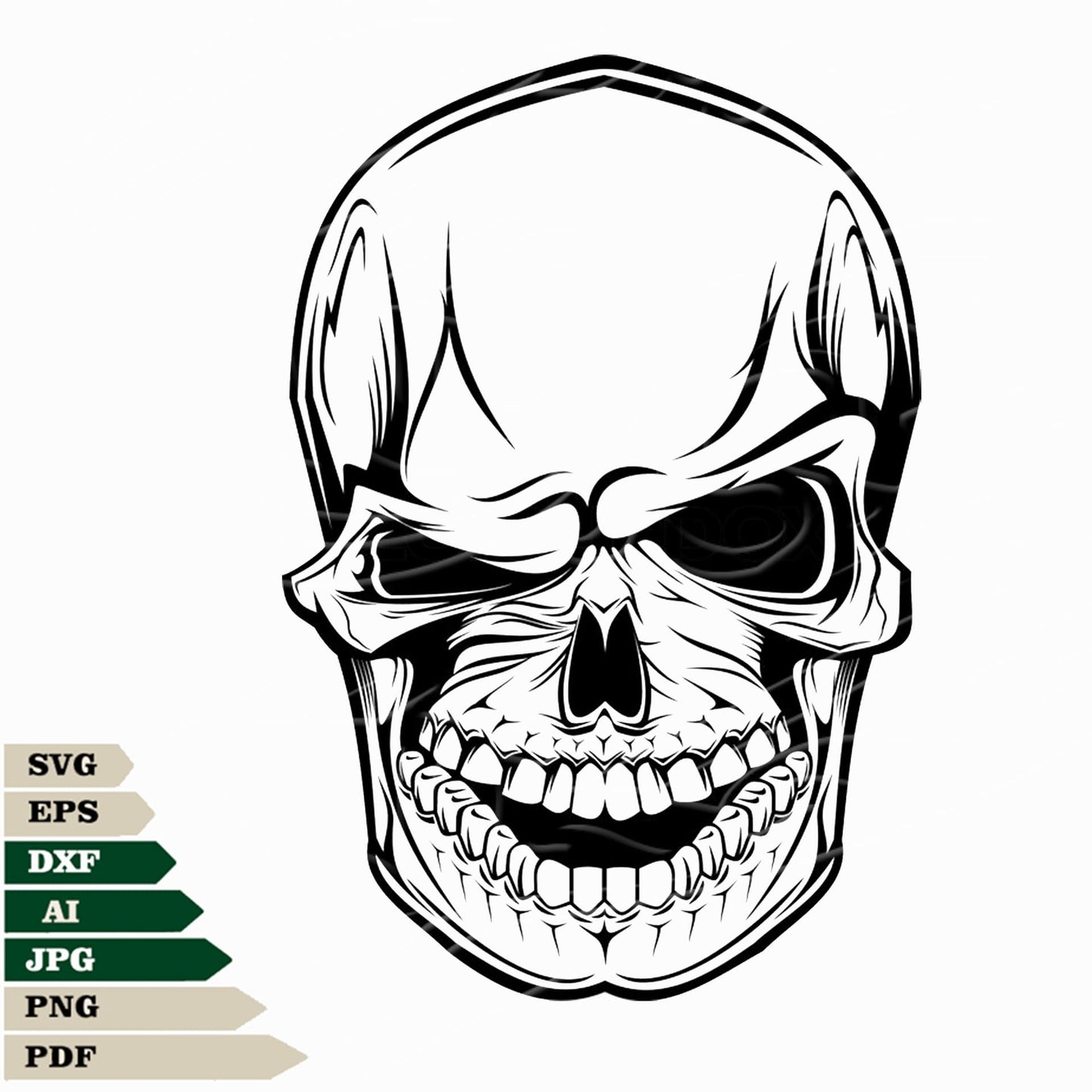 This Skull Svg File is designed with precision to provide a Human Skull Svg Design for use with Smiling Skull Png, Skull Vector Graphics, Human Skull Svg For Tattoo, and Smiling Skull Svg For Cricut. Ideal for professional graphic editors and tattoo artists.