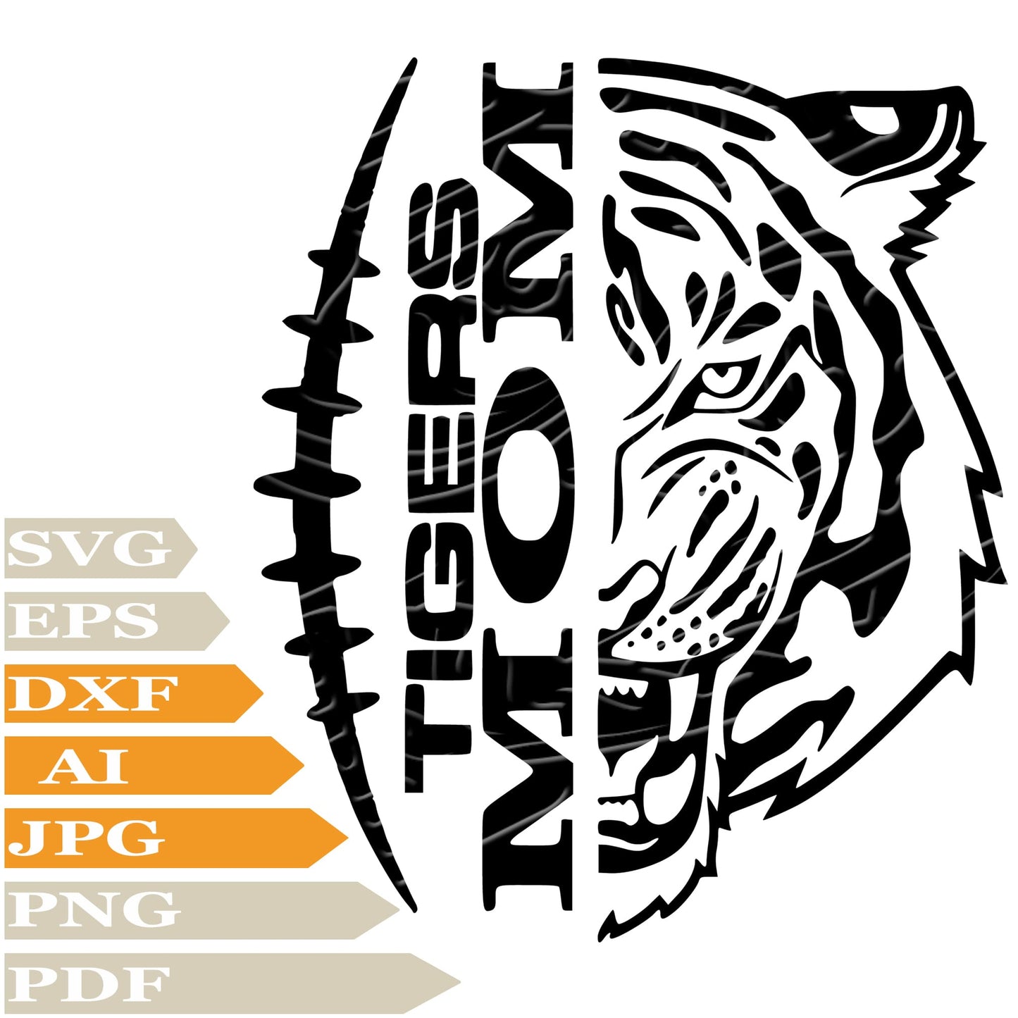Tigers Football,Tigers Mom Logo Svg File, Image Cut, Png, For Tattoo, Silhouette, Digital Vector Download, Cut File, Clipart, For Cricut