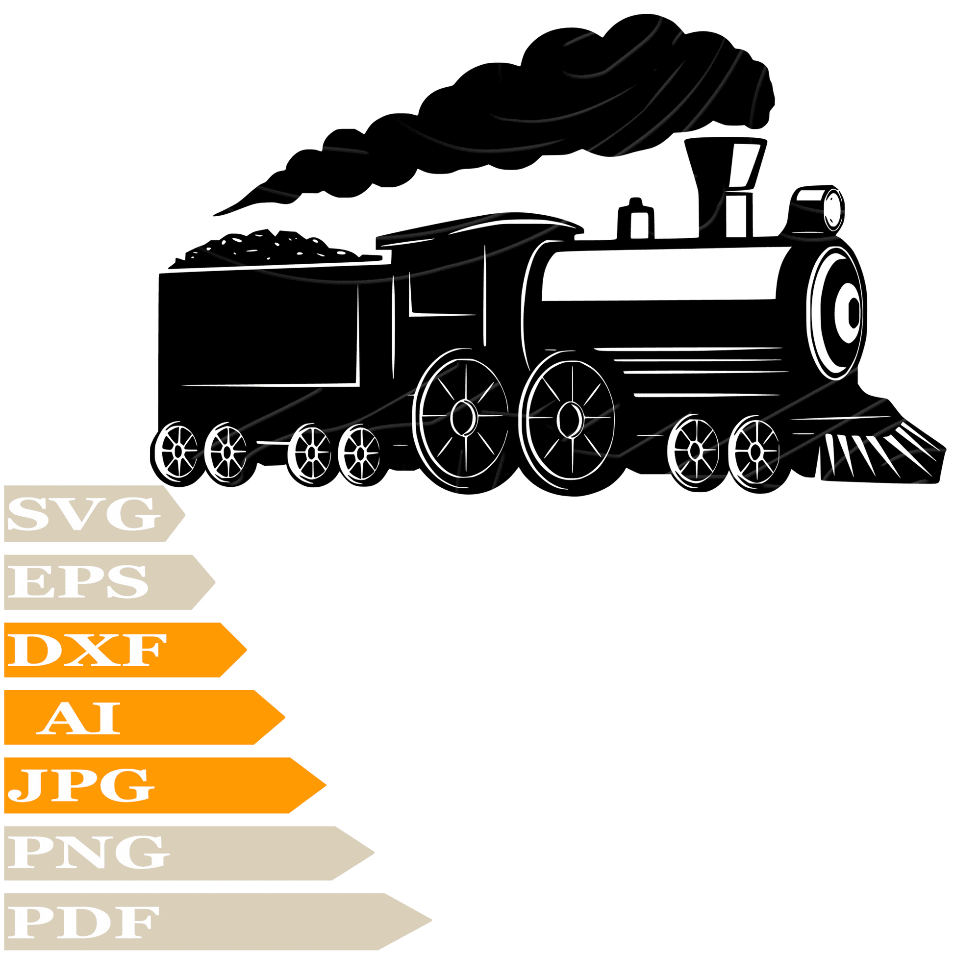 Train SVG, Locomotive SVG Design,  Railway Locomotive Vector, Old Fashioned Train PNG, Train For Cricut, Train Cut File,  Railway Locomotive For Tattoo Image Cut, Clipart, Print, Decal, Shirt