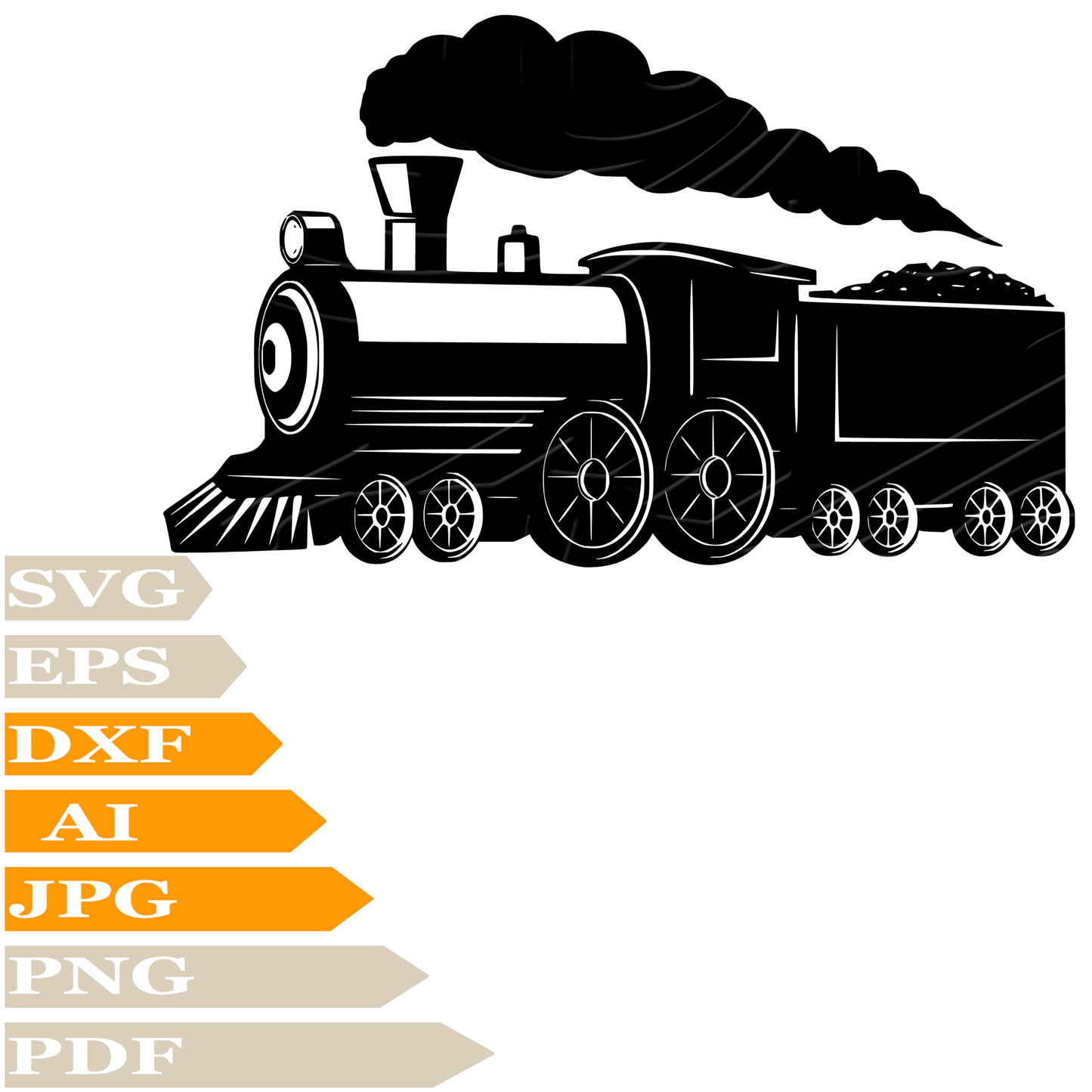 Train SVG, Locomotive SVG Design,  Railway Locomotive Vector, Old Fashioned Train PNG, Train For Cricut, Train Cut File,  Railway Locomotive For Tattoo Image Cut, Clipart, Print, Decal, Shirt