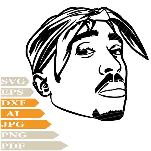 Tupac SVG-2Pac Personalized SVG-Tupac Shakur Drawing SVG-Rapper Hip Hop Tupac&nbsp; Vector ClipArt's-SVG Cut Files-Illustration-PNG-Decal-Circuit-Digital Files-For Shirts-Silhouette