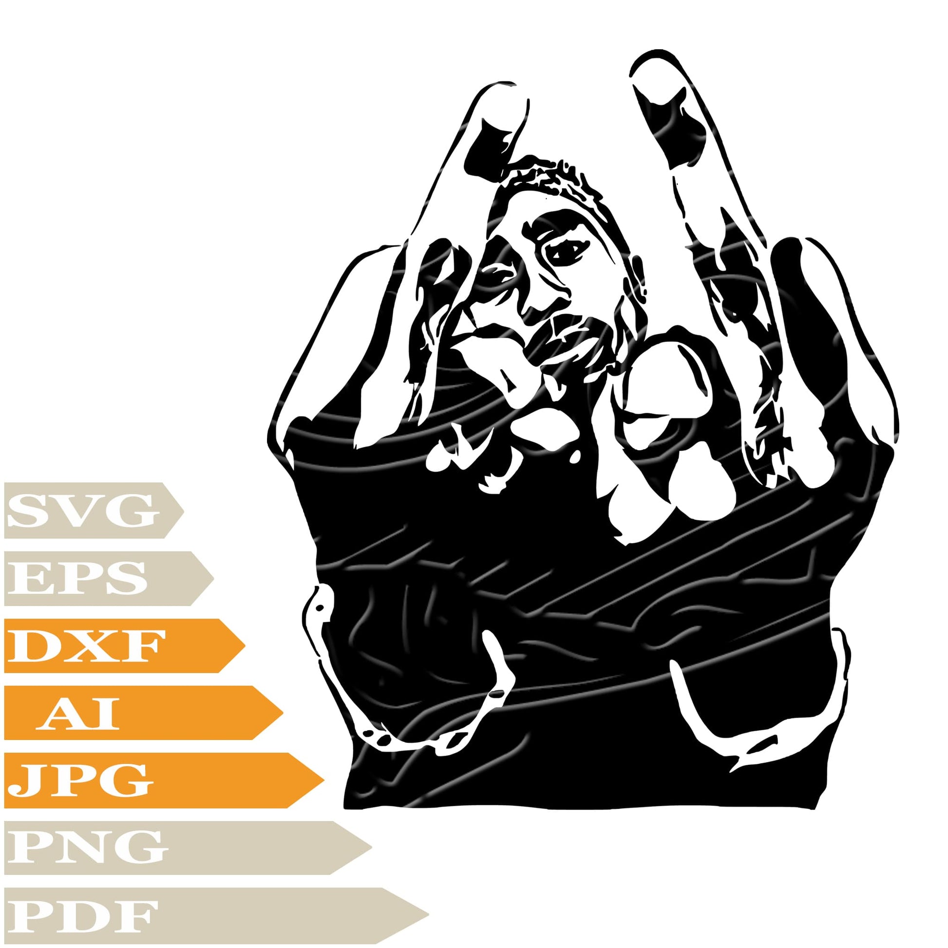 Tupac Shakur, 2Pac Svg File, Image Cut, Png, For Tattoo, Silhouette, Digital Vector Download, Cut File, Clipart, For Cricut