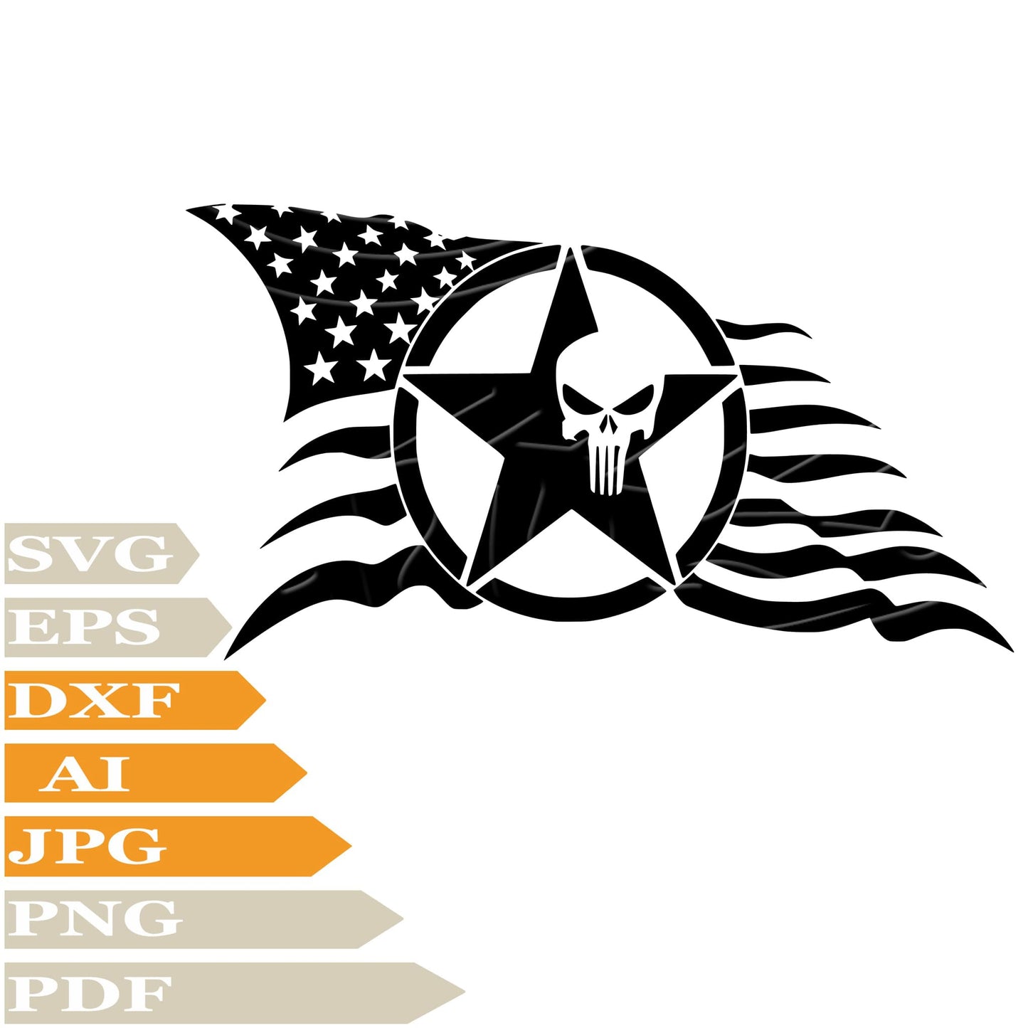 USA Flag SVG File, Military Jeep Logo SVG Design, Skull USA Flag PNG, USA Flag Jeep Logo Vector Graphics, Cut File, For Cricut, Clipart, T–Shirt, For Tattoo, Silhouette