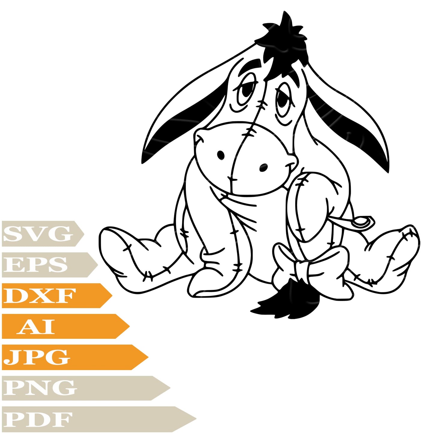Winnie The Pooh﻿ SVG, Donkey SVG Design, Sad Donkey PNG, Donkey Vector Graphics, Winnie The Pooh Donkey For Cricut, Digital Instant Download, Clip Art, Cut File, For Shirts, Silhouette