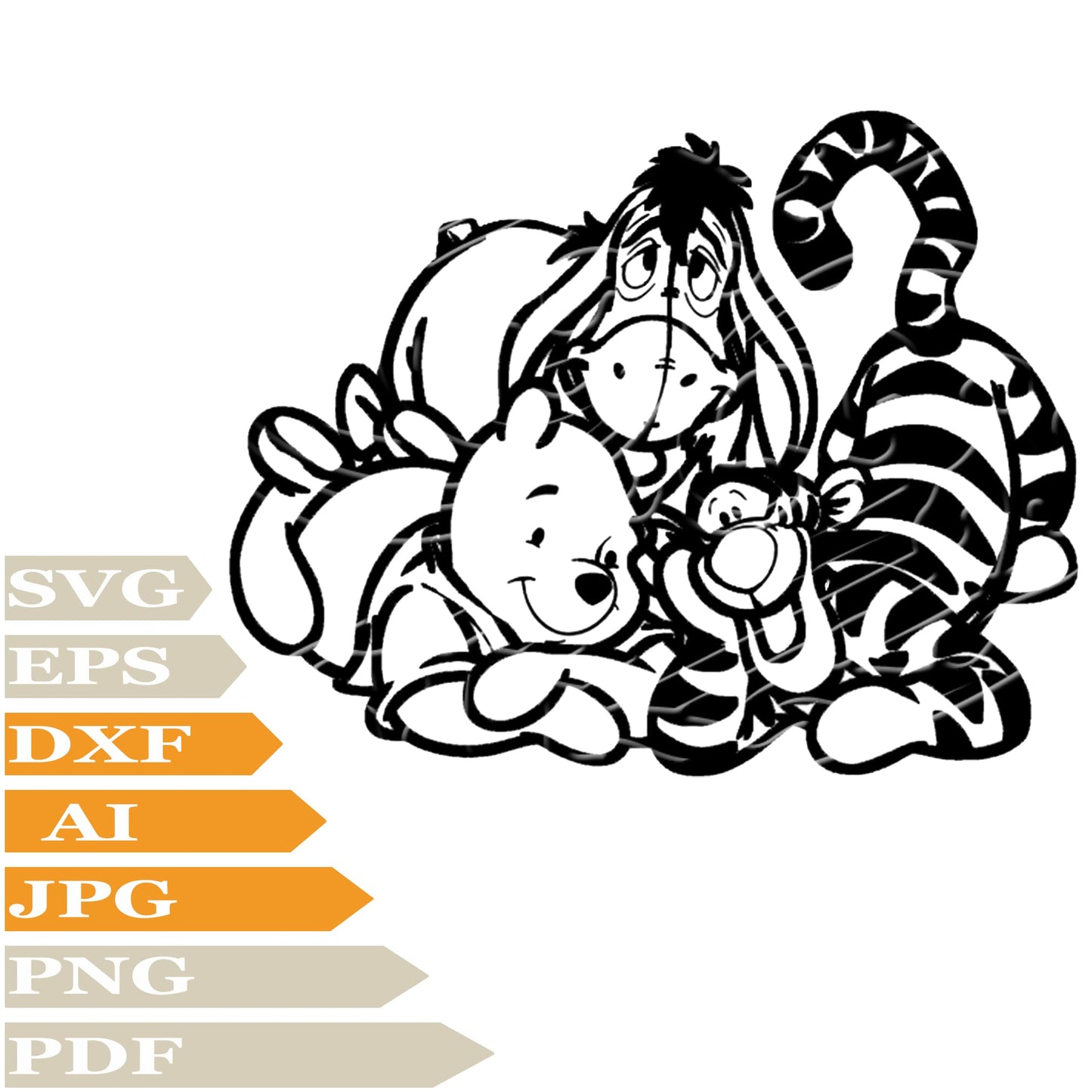 Winnie the Pooh Svg File, Image Cut, Png, For Tattoo, Silhouette, Digital Vector Download, Cut File, Clipart, For Cricut