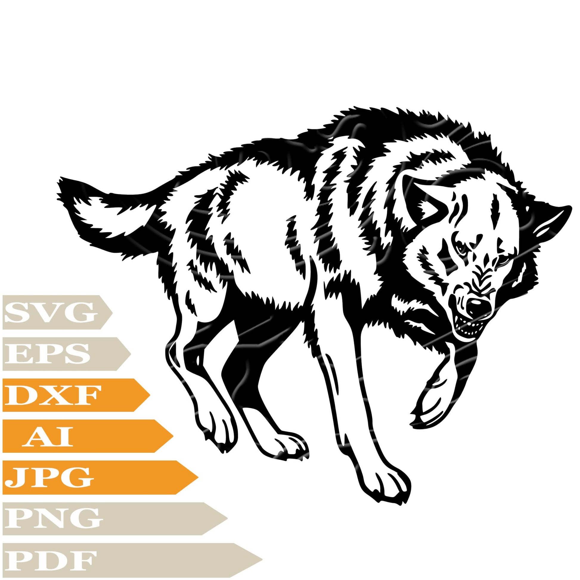Wolf SVG-Angry Wolf Personalized SVG-Wild Wolf Drawing SVG-Wolf Wild Animals Vector Illustration-PNG-Decal-Cricut-Digital Files-Clip Art-Cut File-For Shirts-Silhouette