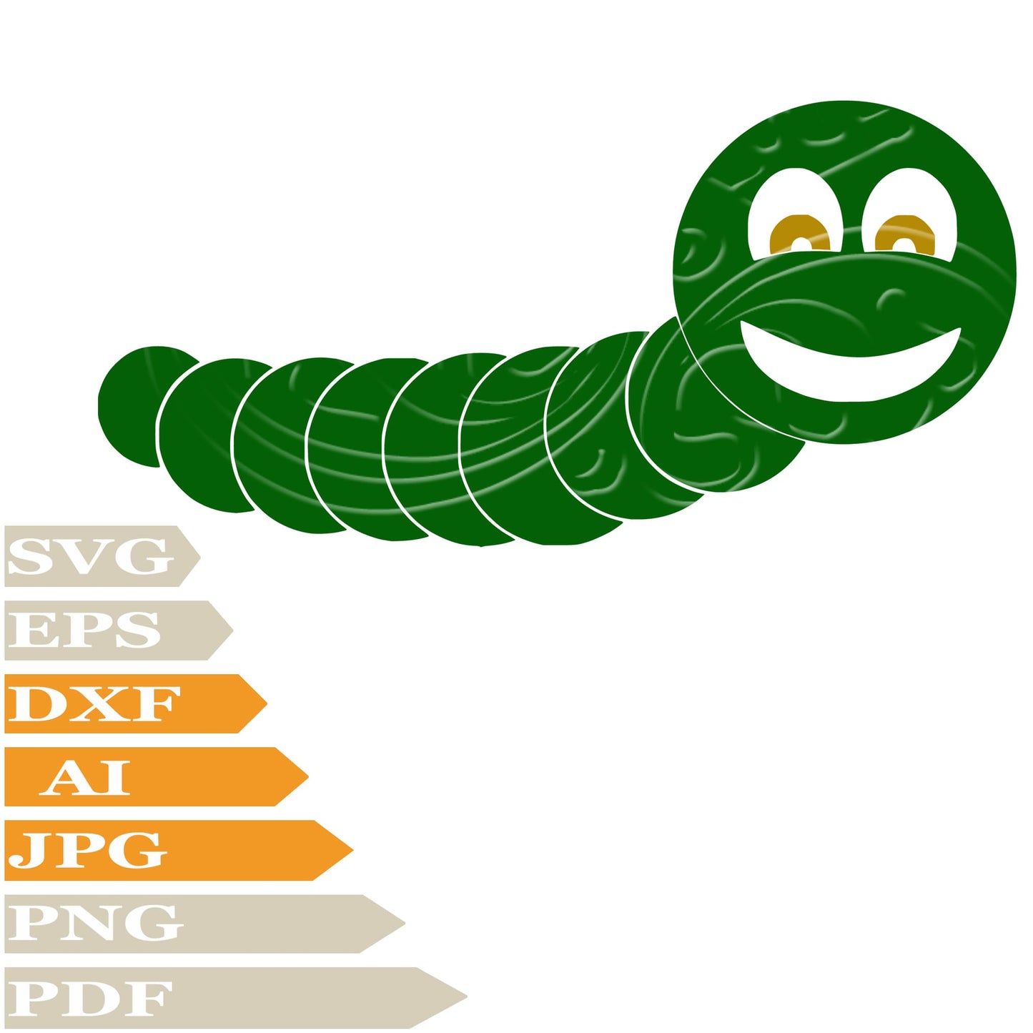 Worm, Funny Face Worm Svg File, Image Cut, Png, For Tattoo, Silhouette, Digital Vector Download, Cut File, Clipart, For Cricut