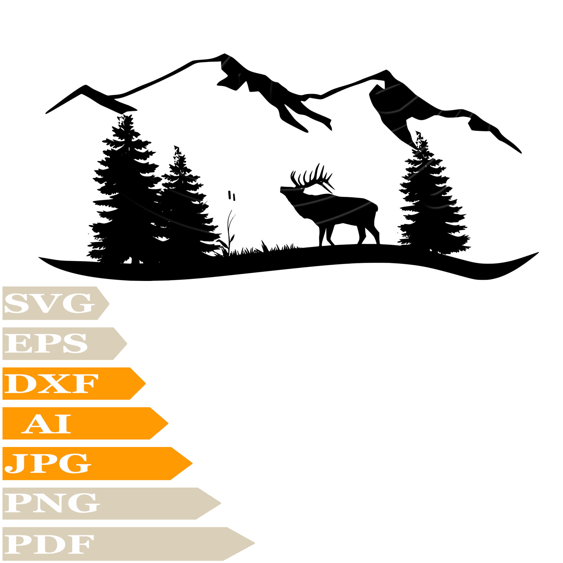 sofvintage-This Versatile Moose SVG File Features A Majestic Moose In A Forest Setting. Use It To Create Unique Designs For T-Shirts, Wall Stickers, Or Printable Graphics. Perfect For Nature Lovers And Outdoor Enthusiasts.