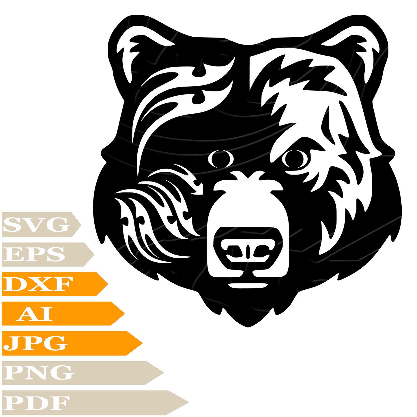 Bear ﻿SVG-Wild Bear Personalized SVG-Bear Face Tattoo Drawing SVG-Wild Bear Animals Vector Illustration-PNG-Decal-Cricut-Digital Files-Clip Art-Cut File-For Shirts-Silhouette